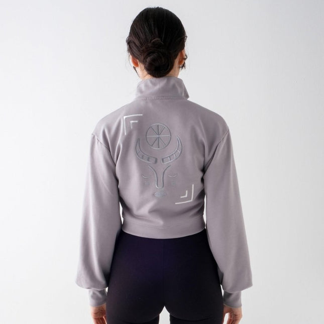 Last Ticket to Fortuna’s Chateaux - Zipped Crop Soft Gri Hoodie - Hoodie