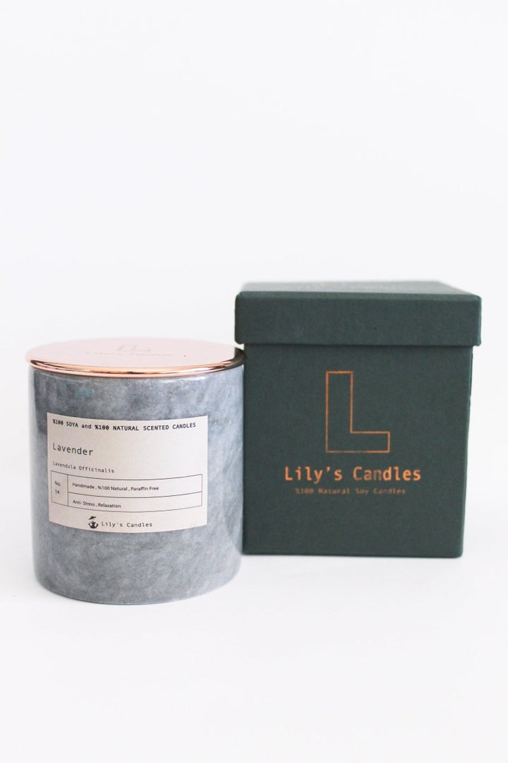 Lily's Candles - Lavanta Mermer Serisi %100 Doğal Mum - Mum