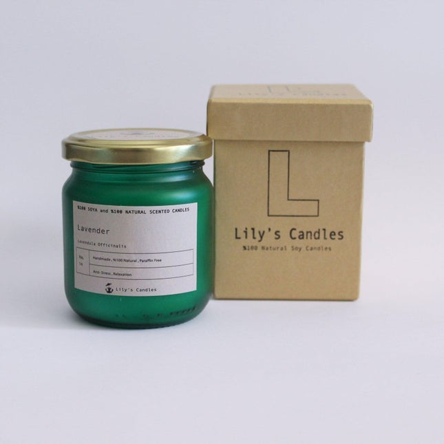 Lily's Candles - Lavanta Yeşil Cam %100 Doğal Mum - Mum