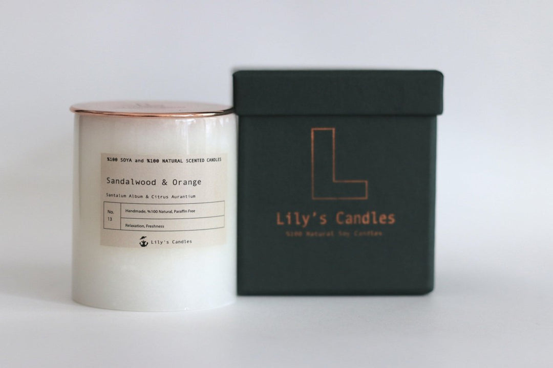 Lily's Candles - Sandal Ağacı & Portakal Mermer Serisi %100 Doğal Mum - Mum