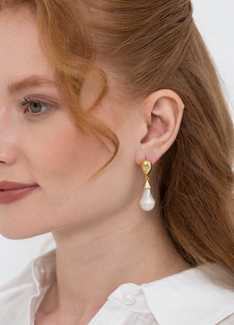 Linya Jewellery - Depi Büyük Barok İnci Küpe - Küpe