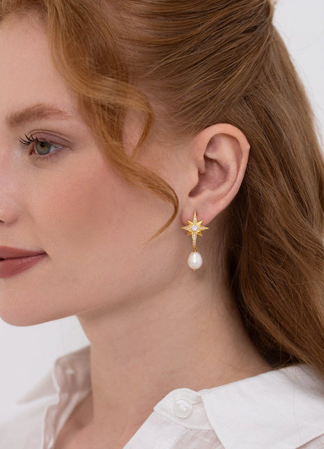 Linya Jewellery - Kutup Yıldızı İncili Küpe - Küpe