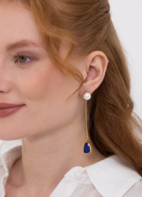 Linya Jewellery - Lapis Doğal İnci Küpe - Küpe