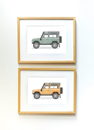 Little Forest Animals - Green Land Rover Defender Tablo - Tablo