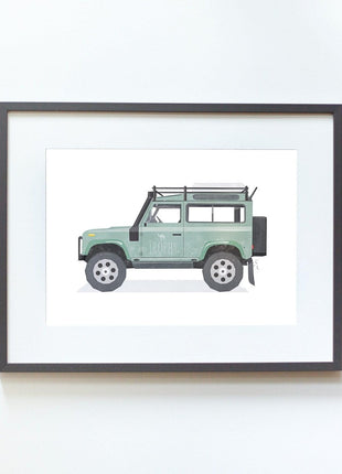 Little Forest Animals - Green Land Rover Defender Tablo - Tablo