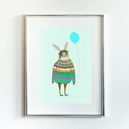 Little Forest Animals - Rabbit with Baloon Tablo - Tablo