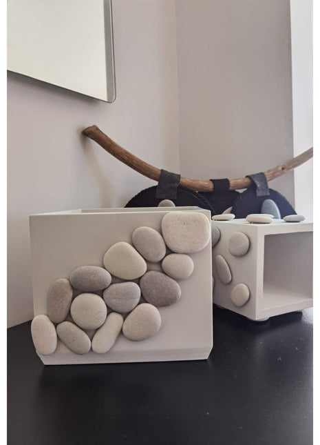 Liv Stil - İkili Natural Beton Saksı Seti - Saksı