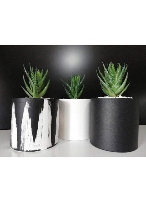 Liv Stil - Tasarım Üçlü Çiçekli Beton Saksı Seti - Saksı