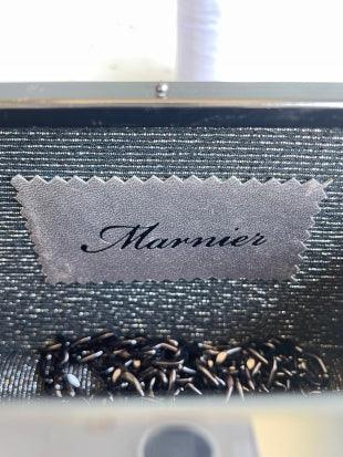 Marnier - Marnier At Motif İşlemeli Siyah Deri Çanta - Clutch