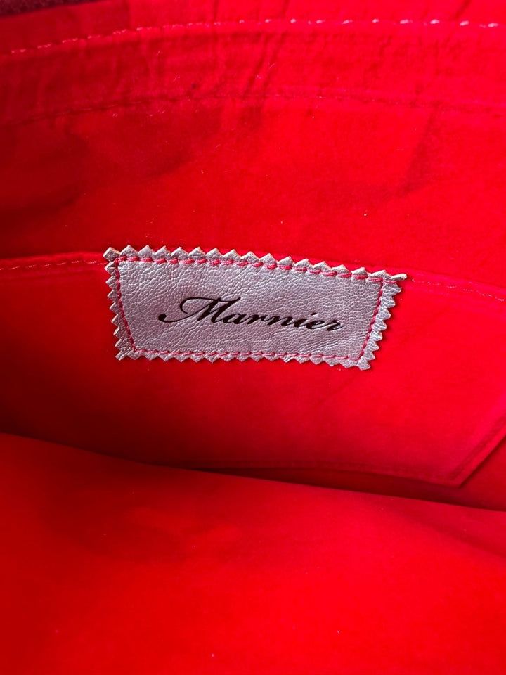 Marnier - Marnier çapa desen nakış işlemeli ham keten el çantası - Clutch