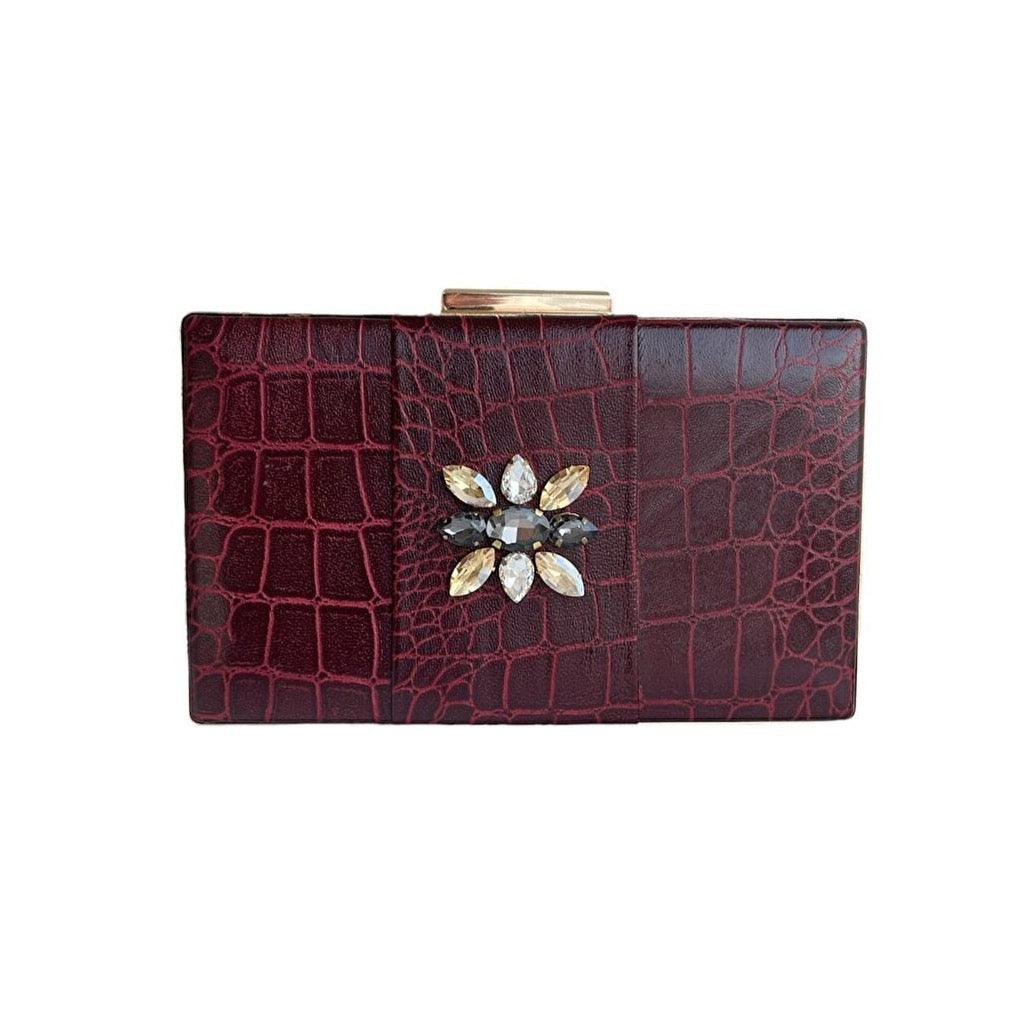 Marnier - Marnier Kroko Baskı Deri Abiye Omuz Çantası - Clutch