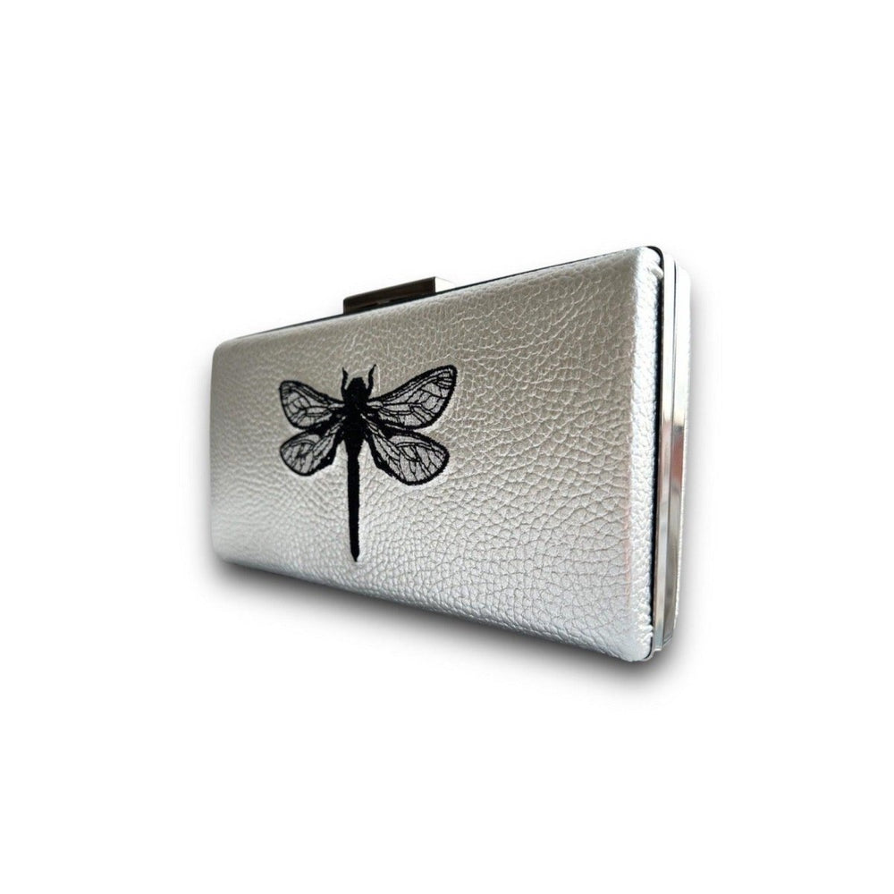 Marnier - Marnier Silver Deri Yusufçuk Desen Nakış İşlemeli El Çantası - Clutch