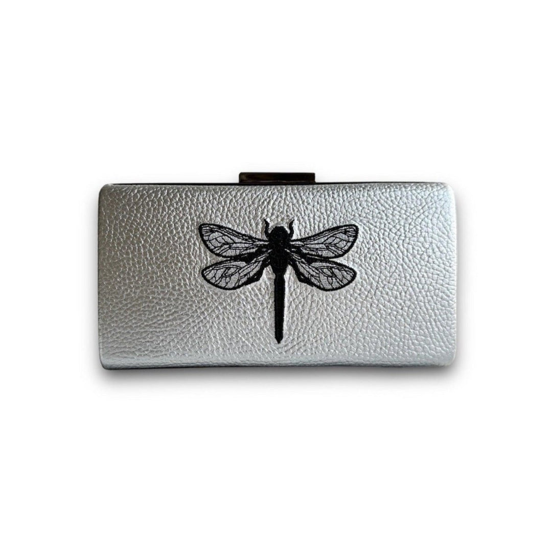 Marnier - Marnier Silver Deri Yusufçuk Desen Nakış İşlemeli El Çantası - Clutch