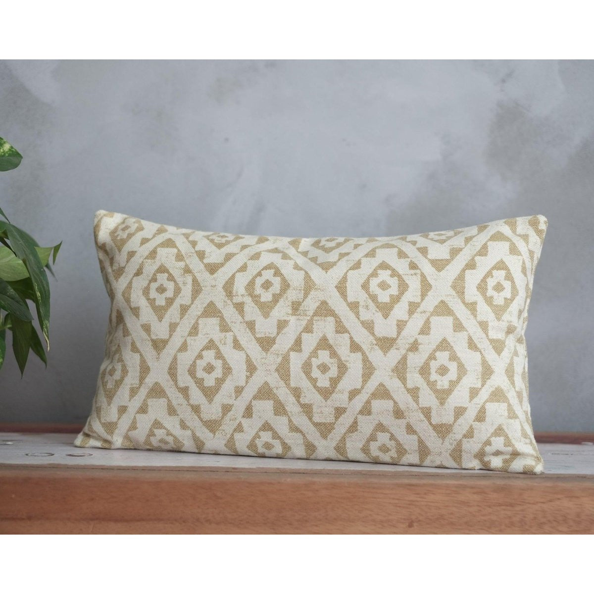 Hardal Sarısı Geometrik Yastık Kılıfı