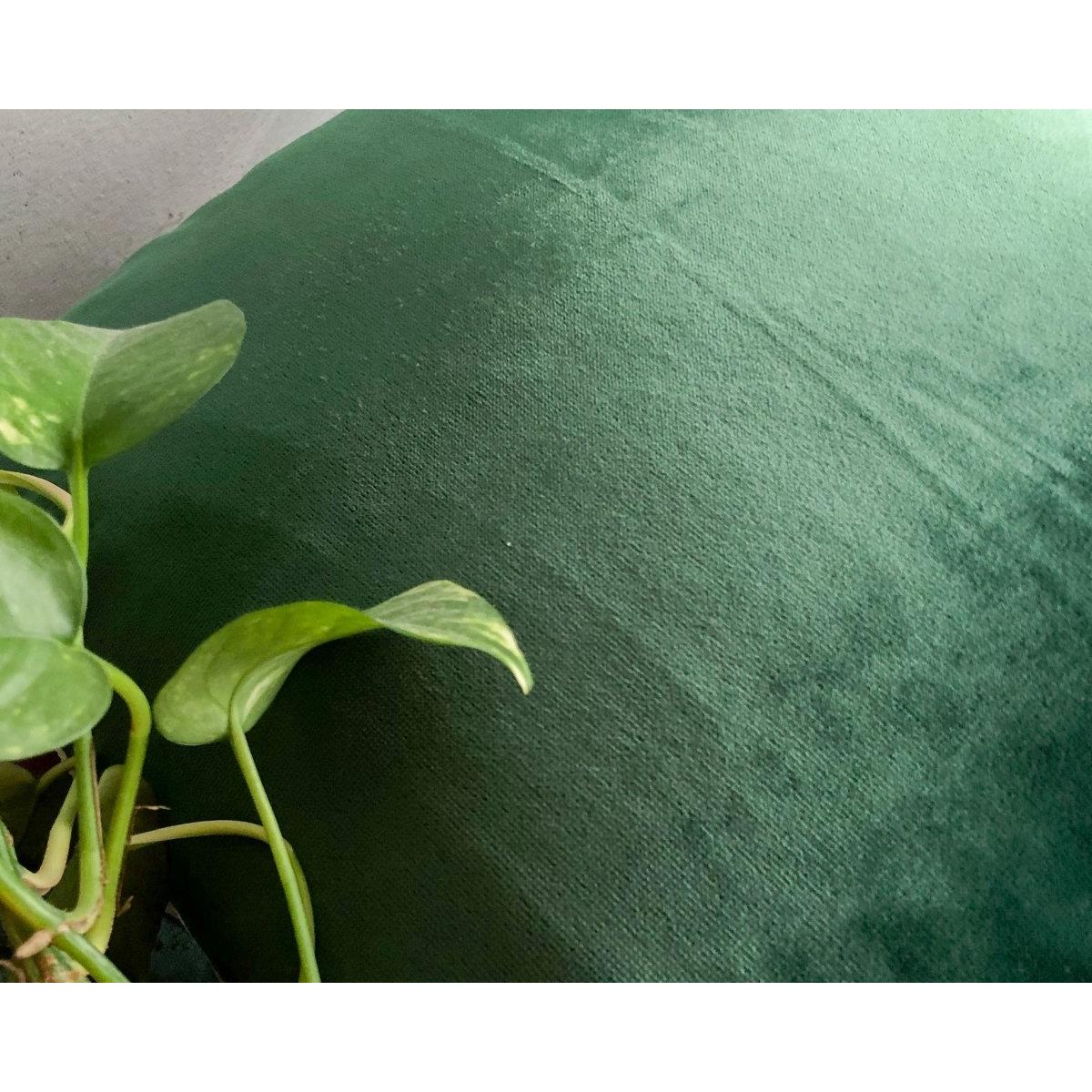 Zümrüt Yeşili Kadife & Krem Ham Keten Yastık Kılıfı