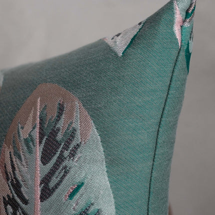 MILIVA HOME - Koyu Yeşil & Pembe Yapraklı Modern Yastık Kılıfı - Kırlent Kılıfı