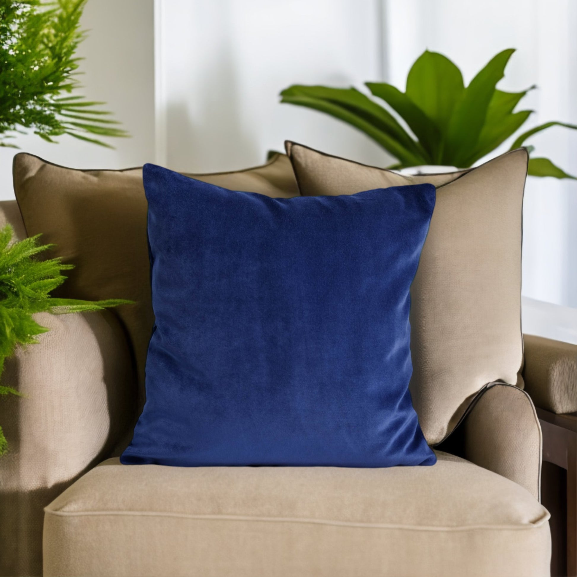 Lacivert Kadife Yastık Kılıfı