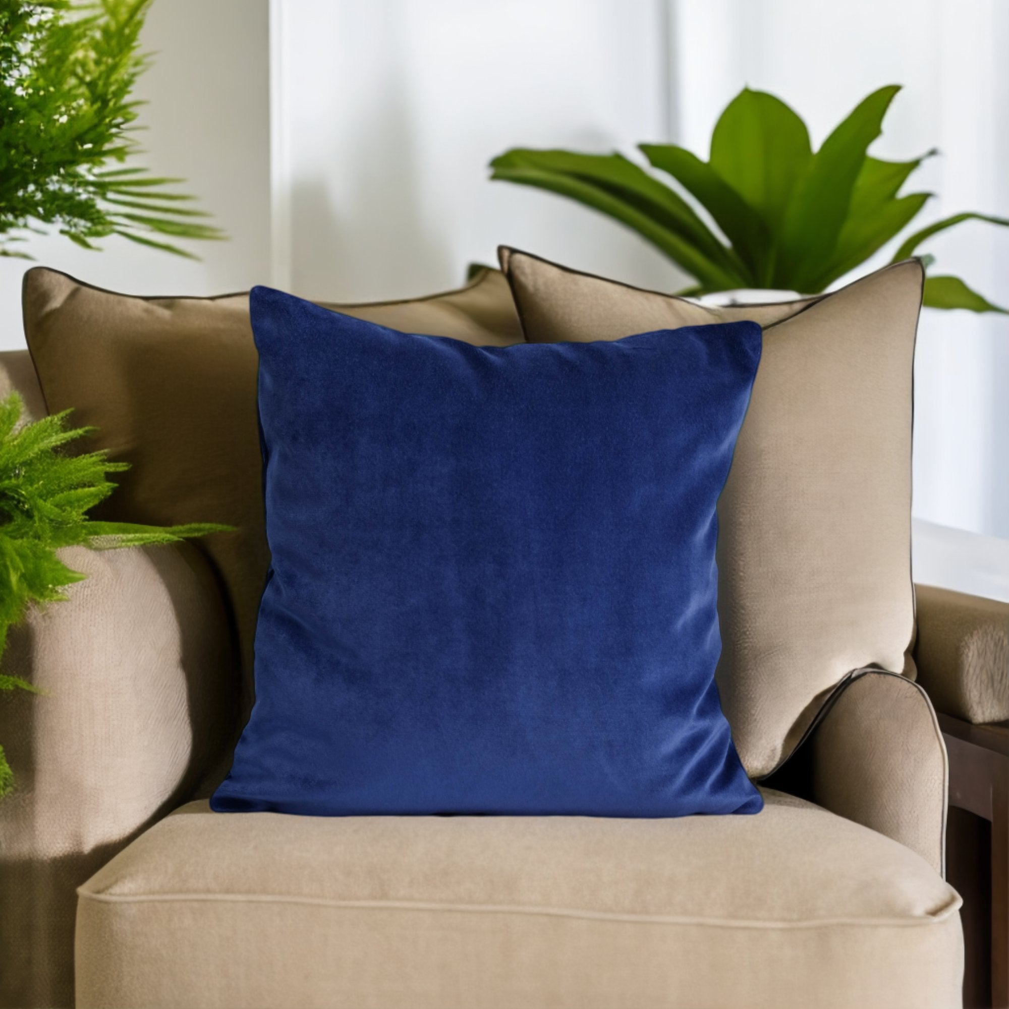 Lacivert Kadife Yastık Kılıfı