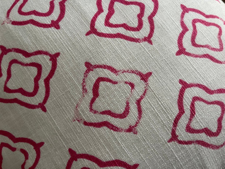 Pembe Block Print Dekoratif Yastık Kılıfı