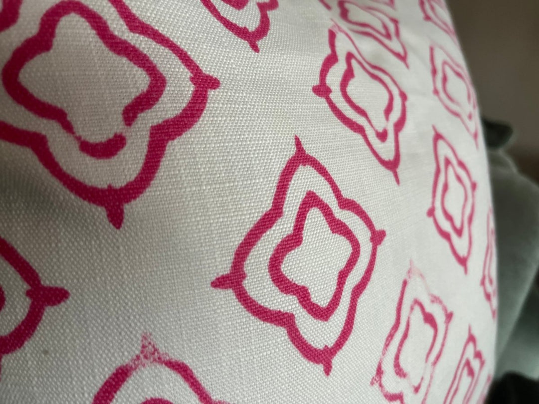 MILIVA HOME - Pembe Block Print Dekoratif Yastık Kılıfı - Kırlent Kılıfı