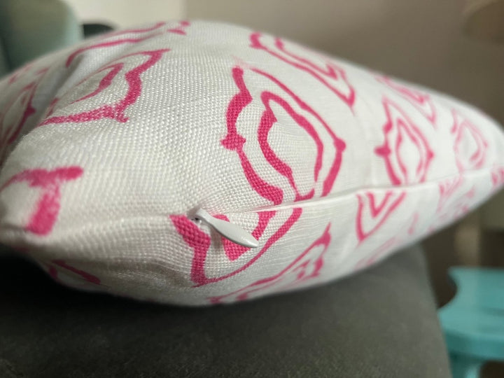 MILIVA HOME - Pembe Block Print Dekoratif Yastık Kılıfı - Kırlent Kılıfı