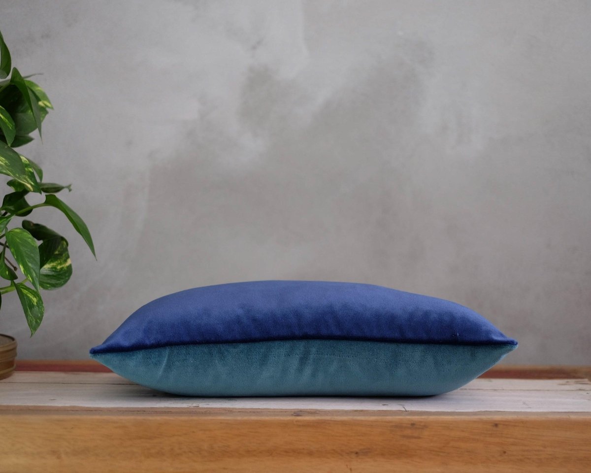 Petrol Yeşili & Lacivert Kadife Yastık Kılıfı