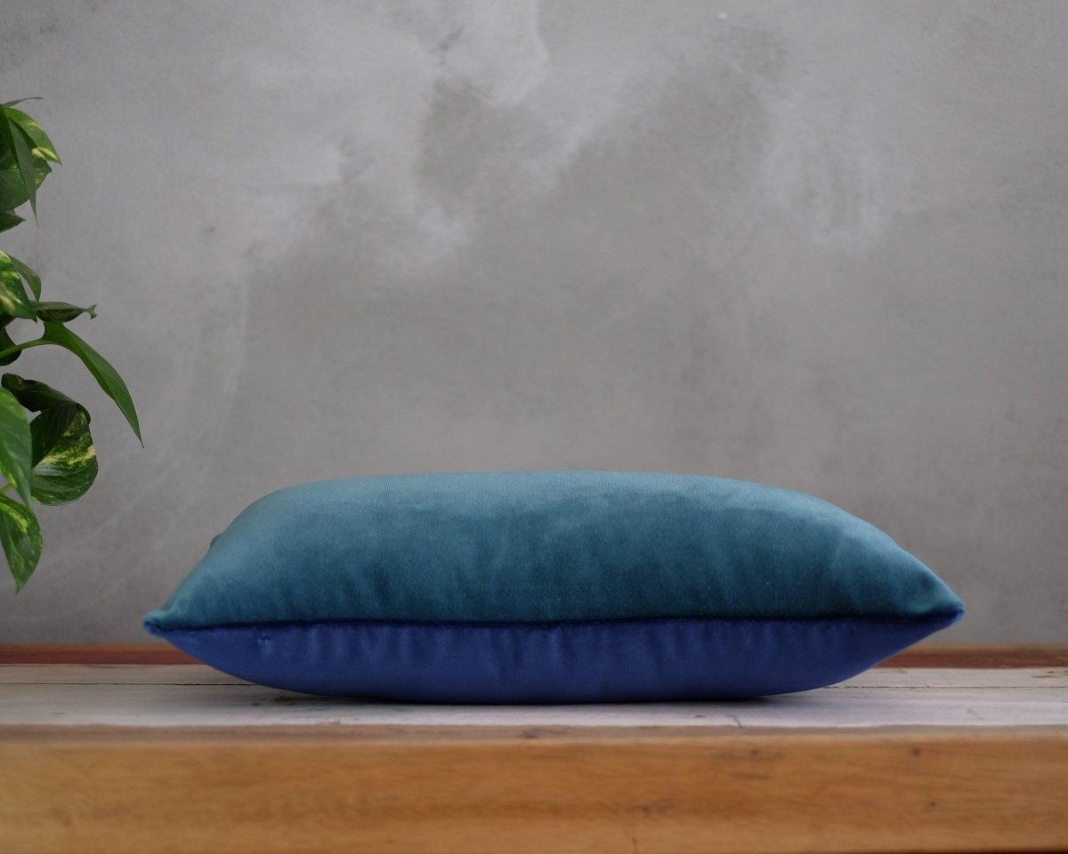 Petrol Yeşili & Lacivert Kadife Yastık Kılıfı