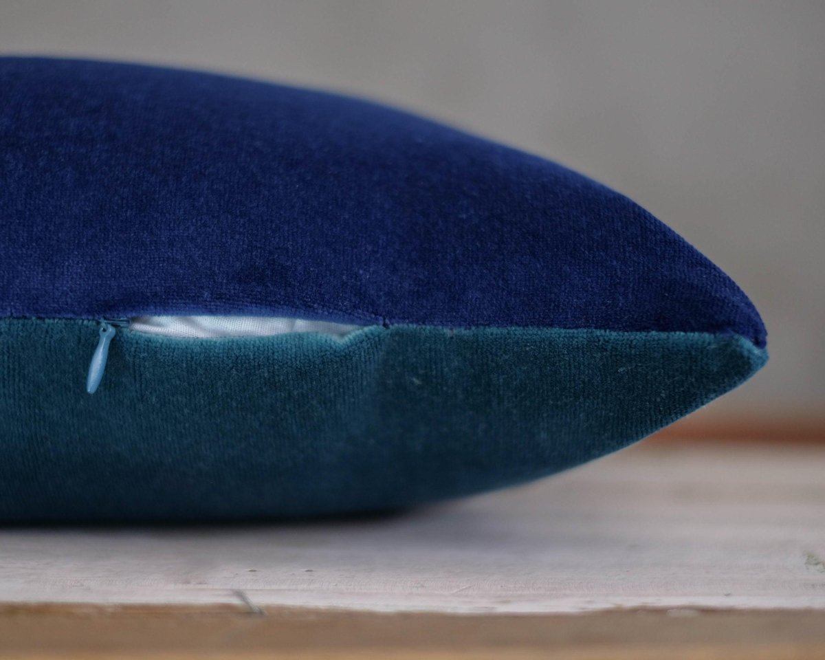 Petrol Yeşili & Lacivert Kadife Yastık Kılıfı