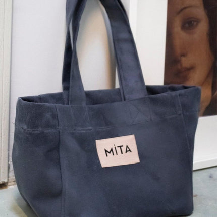 Mita Concept - Gri Renk Canvas Tote Bag - Tote Çanta