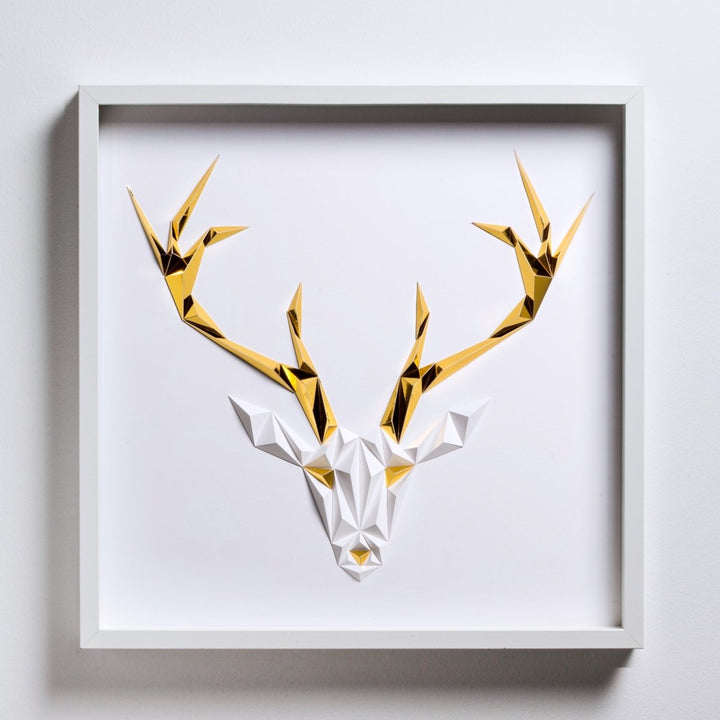 paperpan - Golden Antlers-Whıte/Gold Tablo - Tablo