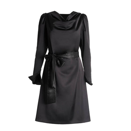 PETRA PETROVA - AMORA Siyah Saten Elbise - Elbise