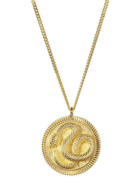 Pia & Co. - SERPENT YILAN DETAYLI GÜMÜŞ MADALYON KOLYE - Kolye