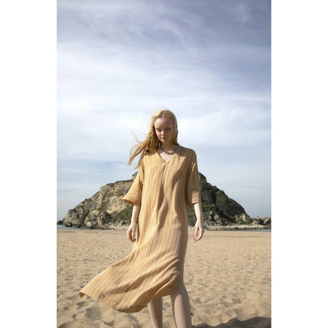 Seawashed Fabrics - O'Malley Elbise-Hardal Çizgili - Elbise