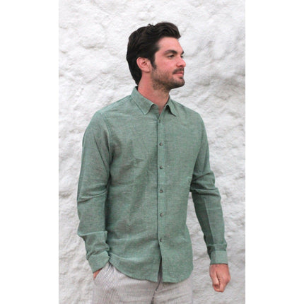 Seawashed Fabrics - Podos Yaka Gömlek-Zümrüt Yeşili - Erkek Gömlek