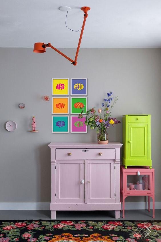 Colorful Word Beyaz Çerçeveli Tablo