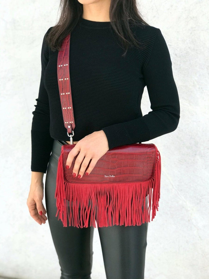 Tara Folks - Bonny Crossbody FauxCroc Ruby Clutch - Clutch