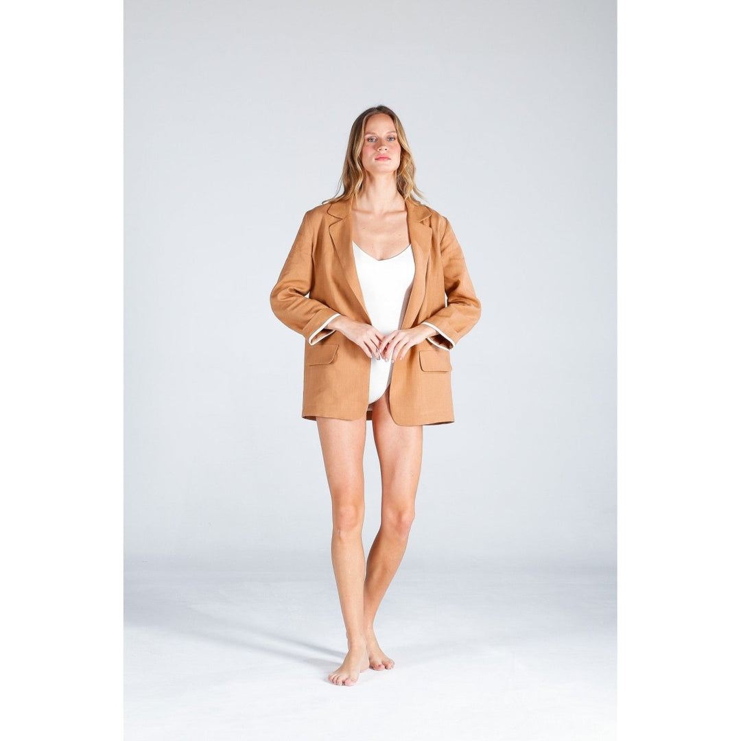 The Beach - Blazer Düğme Keten - Camel - Ceket