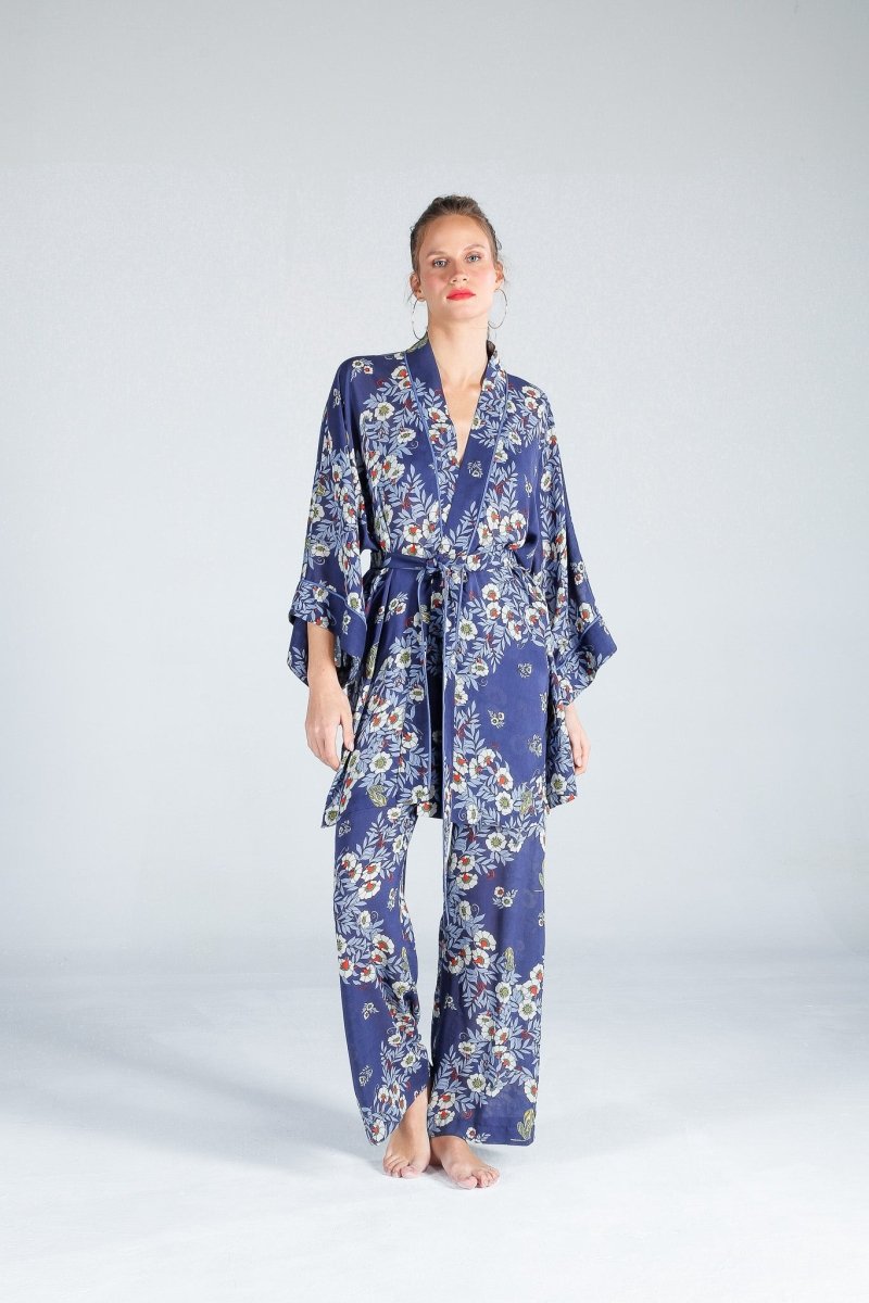 The Beach - Joy Flower Indigo Kısa Kimono - Kimono