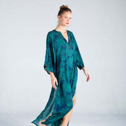 The Beach - Monsoon V Yaka Kaftan Elbise - Yeşil - Elbise