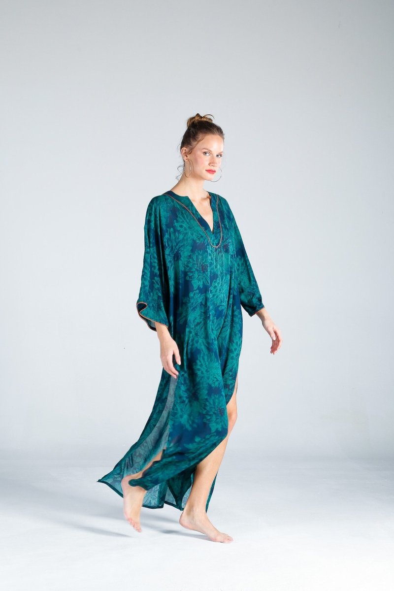 The Beach - Monsoon V Yaka Kaftan Elbise - Yeşil - Elbise