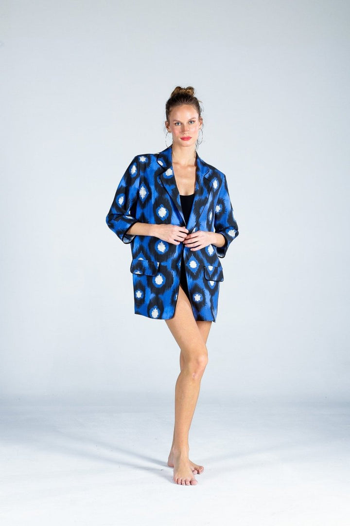 The Beach - Ramie Blazer Ceket - Mavi - Ceket