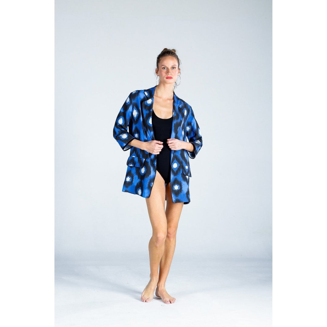 The Beach - Ramie Blazer Ceket - Mavi - Ceket