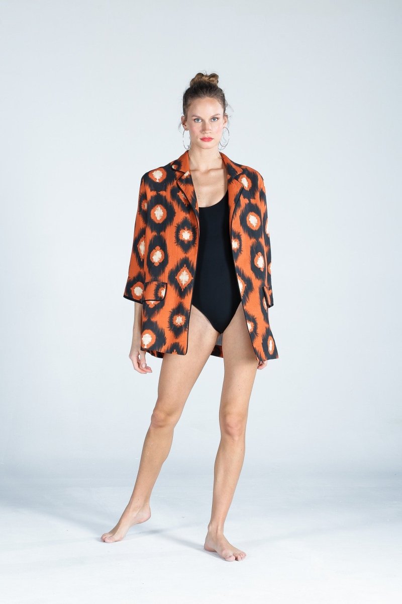 The Beach - Ramie Blazer Ceket - Turuncu - Ceket