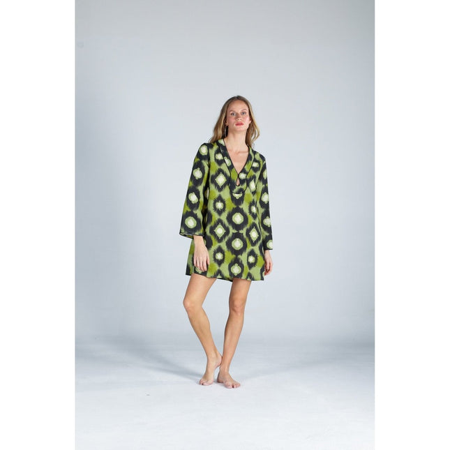 The Beach - Ramie Damla Model Kısa Elbise - Yeşil - Elbise