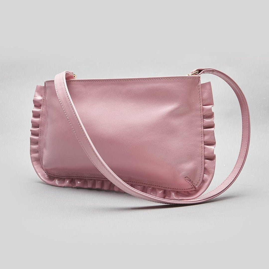 Twinsaction - Twinsaction Frilly Clutch Deri Askılı Çanta - Clutch