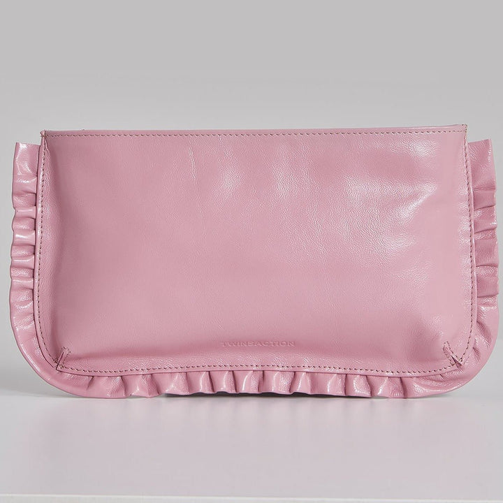 Twinsaction - Twinsaction Frilly Clutch Deri Askılı Çanta - Clutch